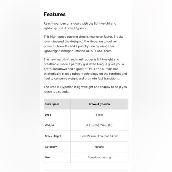 Brooks Hyperion Running Shoes - Picture 7 of 7